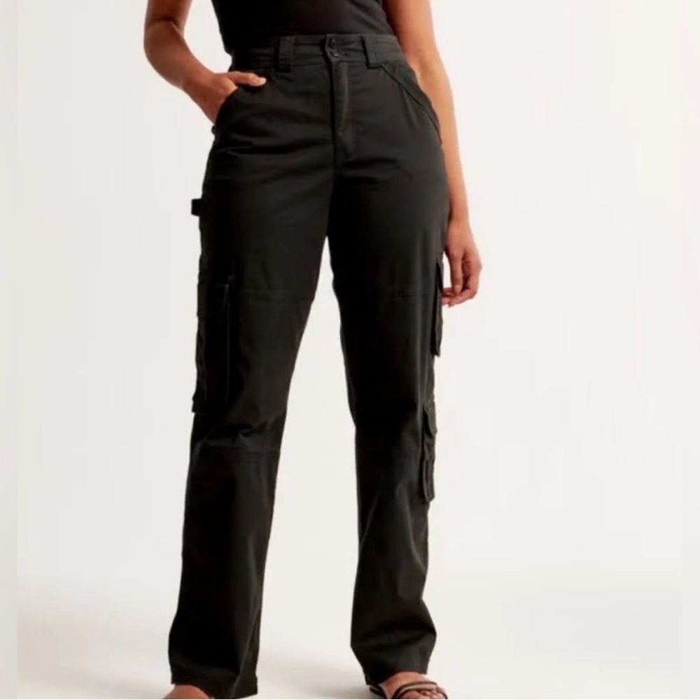 Abercrombie & Fitch Black Wide-Leg Cargo Pants